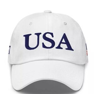 USA 45 Donald Trump White Adjustable Hat Baseball Cap Authentic Ahead July 4th